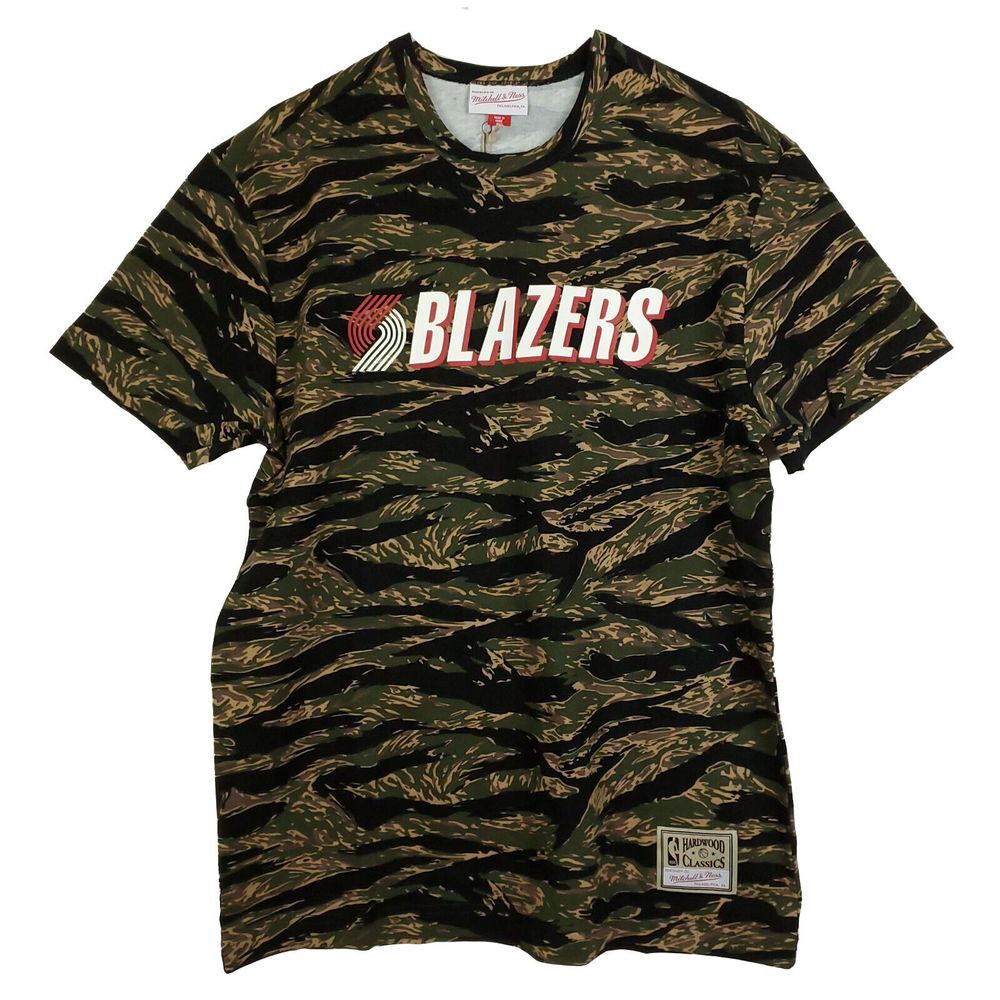 Portland Blazers Mitchell & Ness‎ NBA Small Thick Tee Shirt Tiger Camo NWT